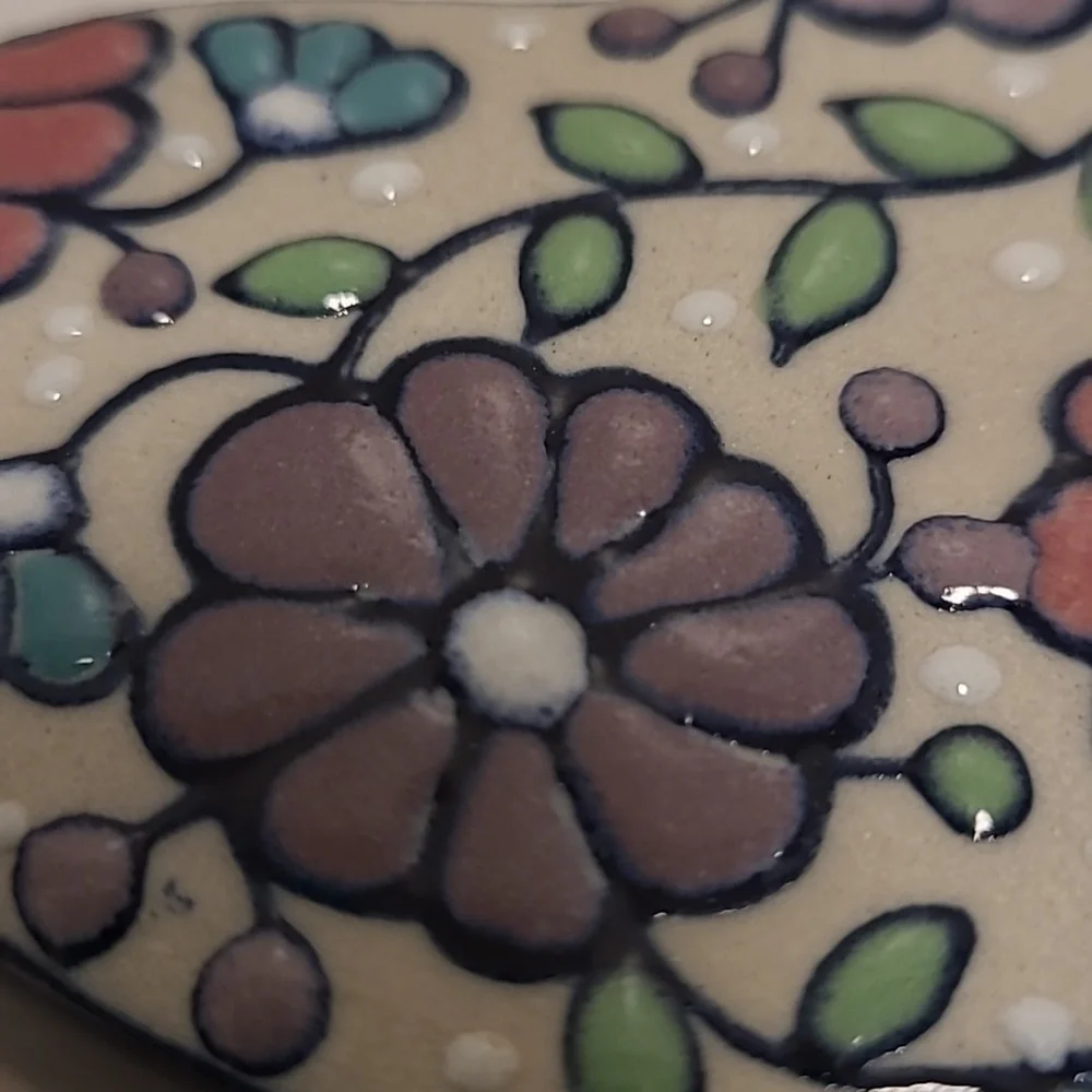 Handmade Mexican Floral Heart Shaped Trinket Box /Stash Box